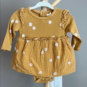 ⭐️⭐️ PICK 5 / $20 Grayson Collective Mustard Baby Dress with Floral Accents 3-6M